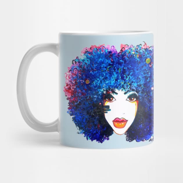 Blue Afro Brown eyes Natural Hair Queen by EllenDaisyShop